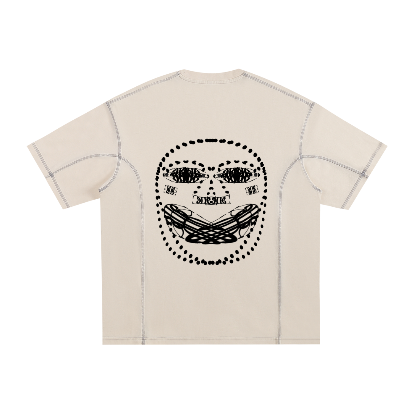 Beau Chaos Unisex "Face Phase 1 & 2" Logo Streetwear Contrast-Stitched T-Shirt
