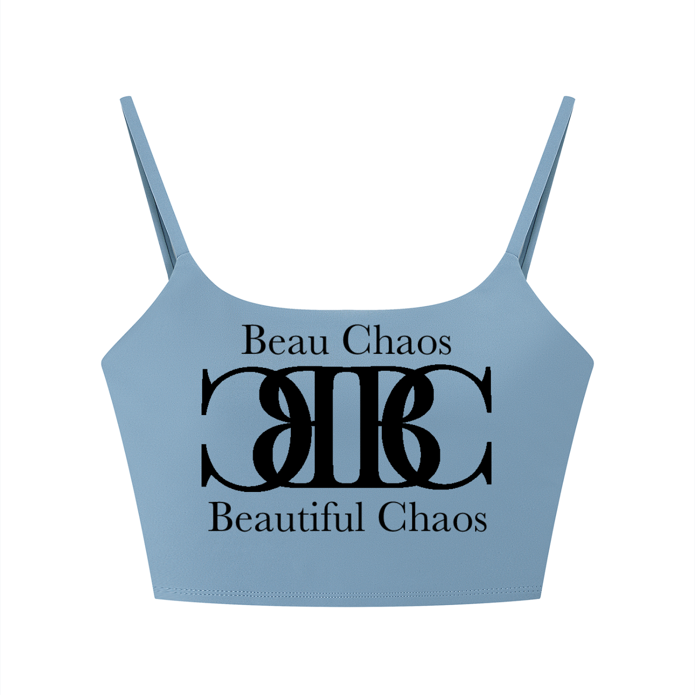 Beau Chaos Women's "Name & BC Mirror" Logo Solid Color Sports Bra
