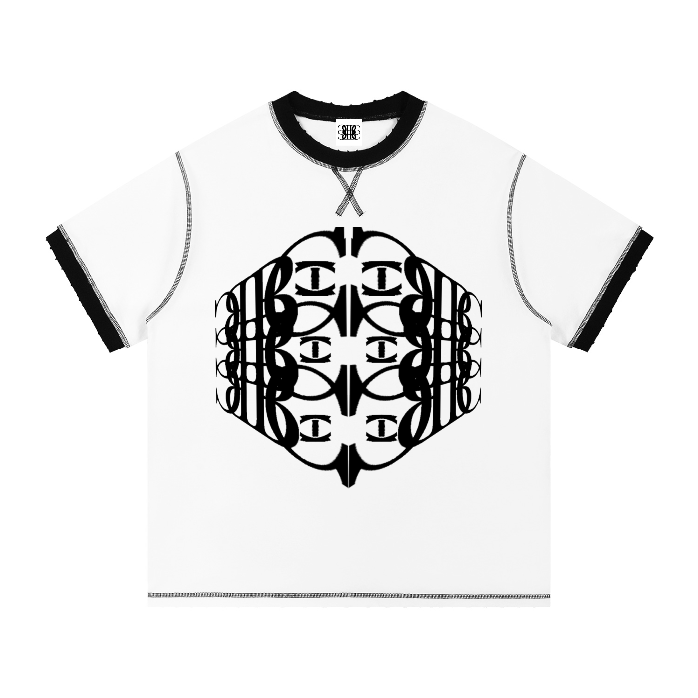 Beau Chaos Unisex" BC Perspective & BC Stack" Logo Contrast-Stitched T-Shirt