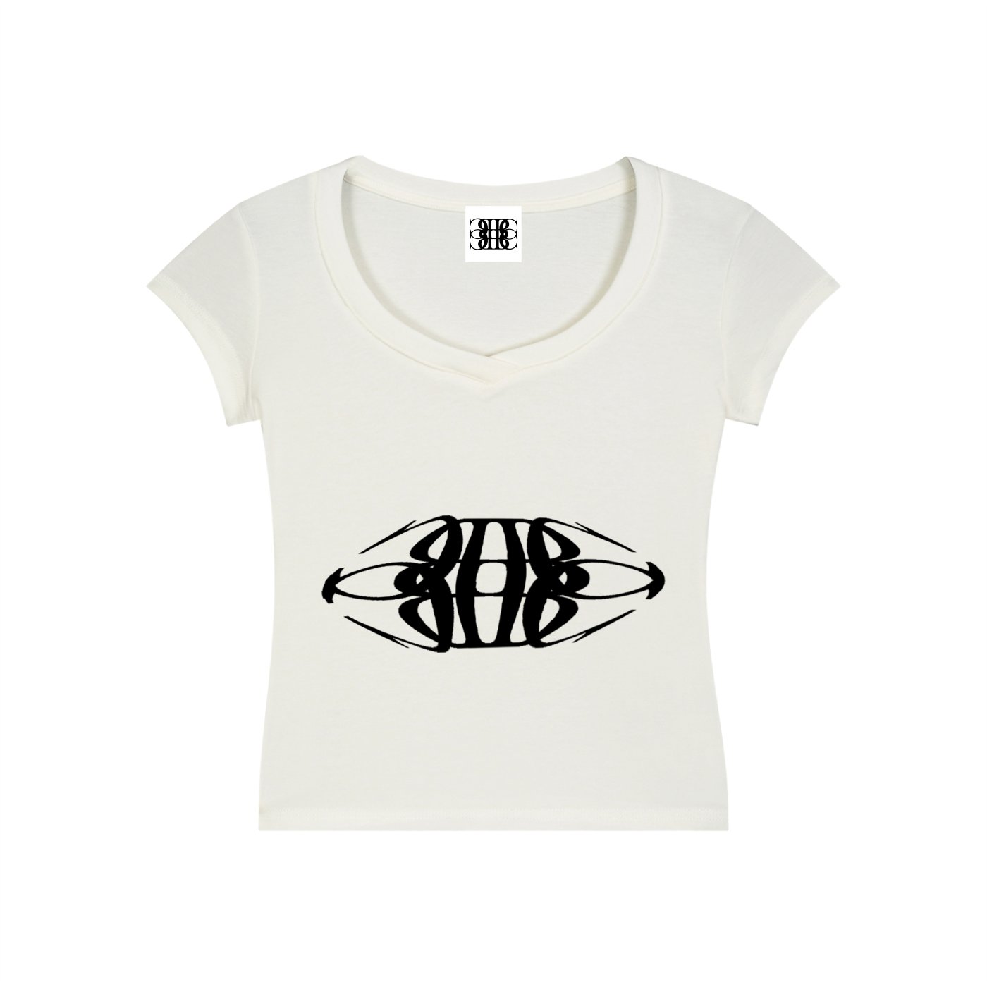 Beau Chaos Women's "Tall & Wide Stretch" Logo V-Neck Bodycon T-Shirt