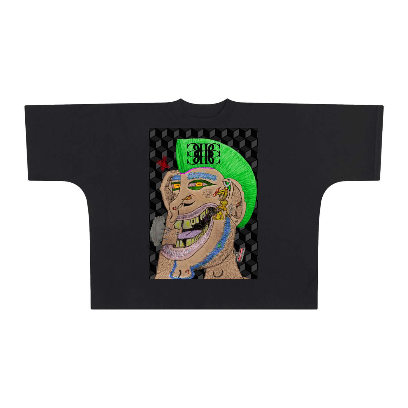 Beau Chaos Unisex "The Ugly Dude & BC Mirror" Logo Oversized One-Piece Boxy T-Shirt