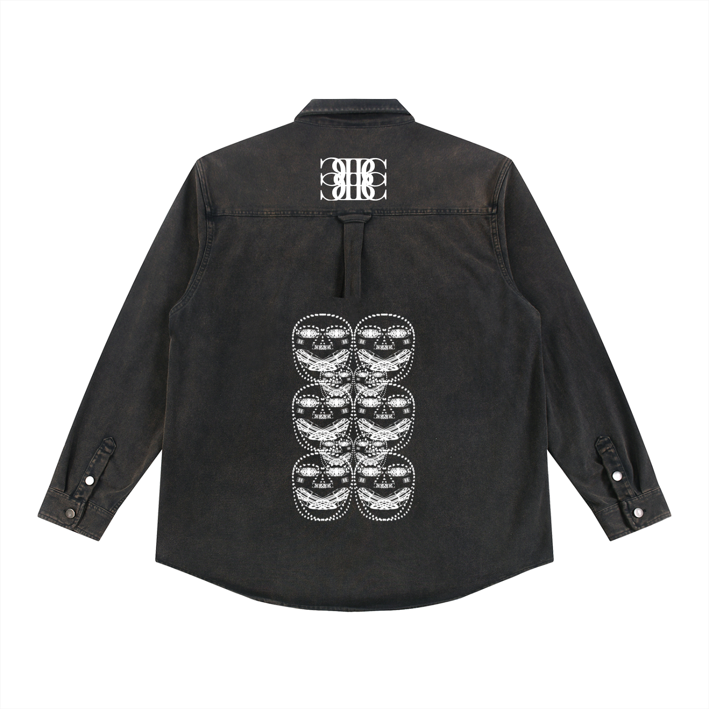 Beau Chaos Unisex "BC Mirror & Face Phase 3" Logo Denim Vintage Washed Heavyweight Jacket