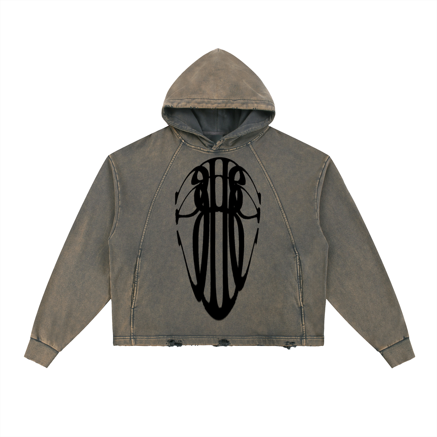 Beau Chaos Unisex "Tall Stretch & BC Stack" Logo Vintage Washed Frayed-Hem Hoodie