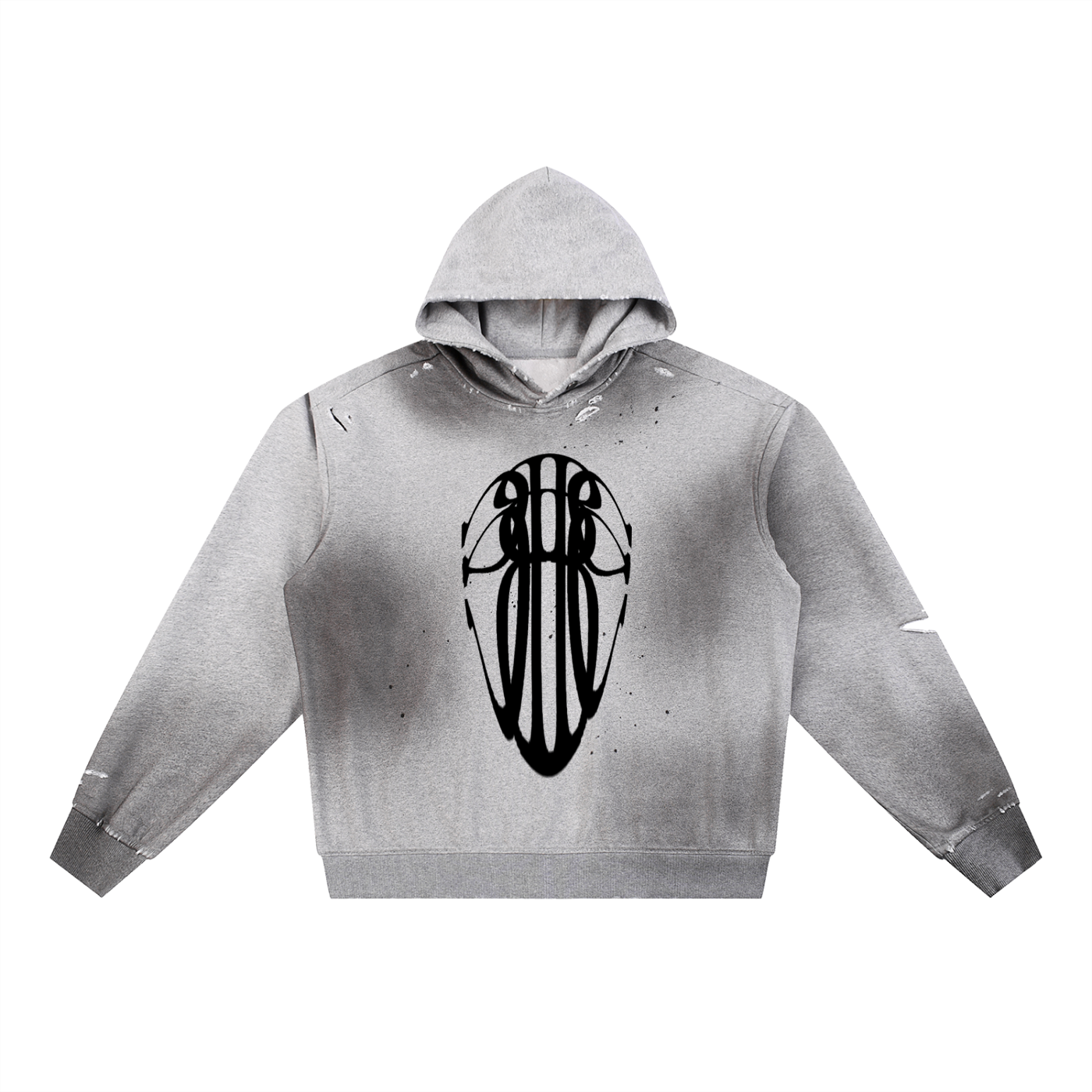 Beau Chaos Unisex "Tall Stretch & BC Stack" Logo Sun Fade Frayed Hoodie