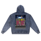 Beau Chaos Unisex "MoonRock & BC Mirror" Logo Snow Wash Oversized Zip-Up Hoodie
