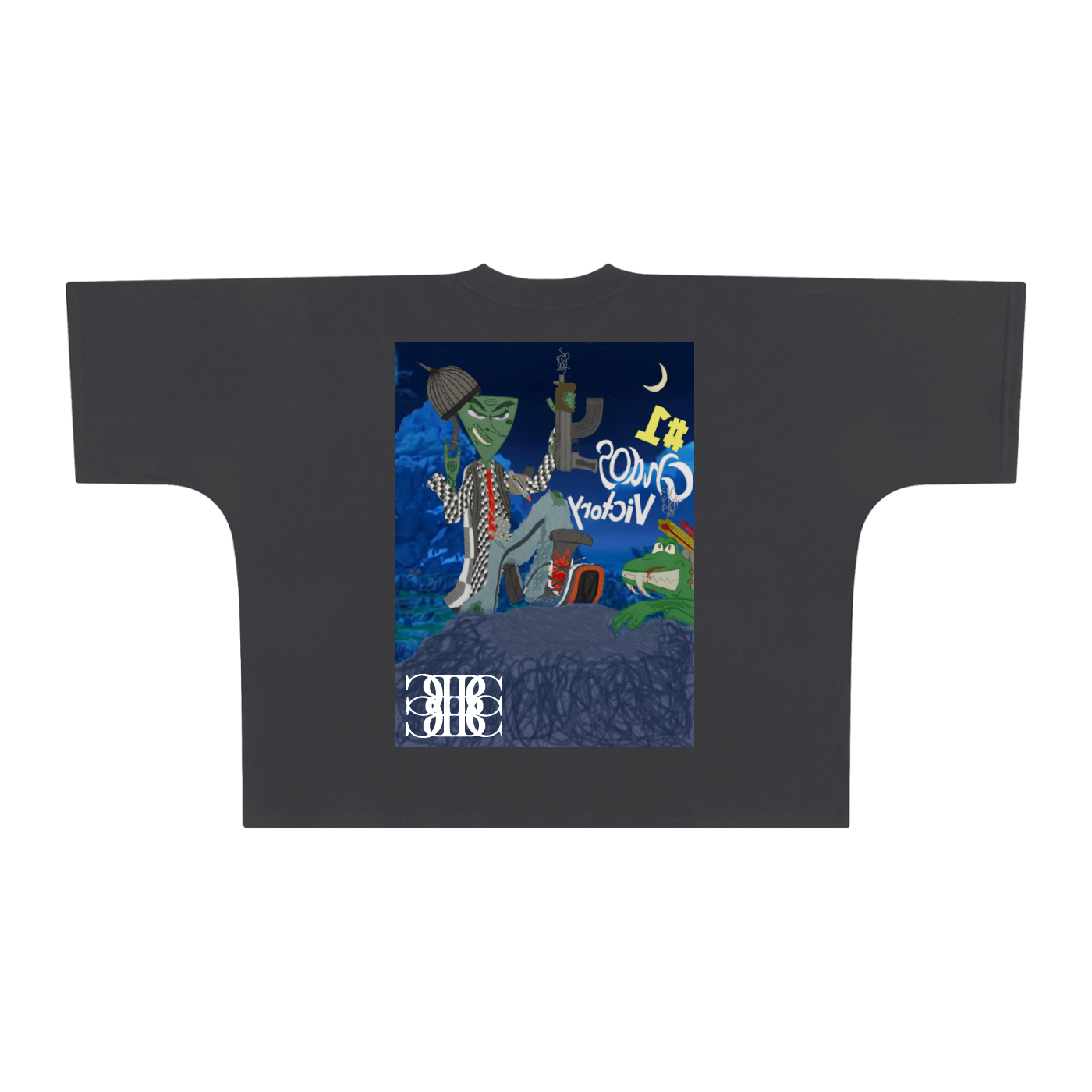 Beau Chaos Unisex "Chaos Victory & BC Mirror" Logo Oversized One-Piece Boxy T-Shirt