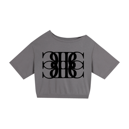 Beau Chaos Women's "BC Mirror & Name" Logo Asymmetric Shoulder Oversized T-Shirt