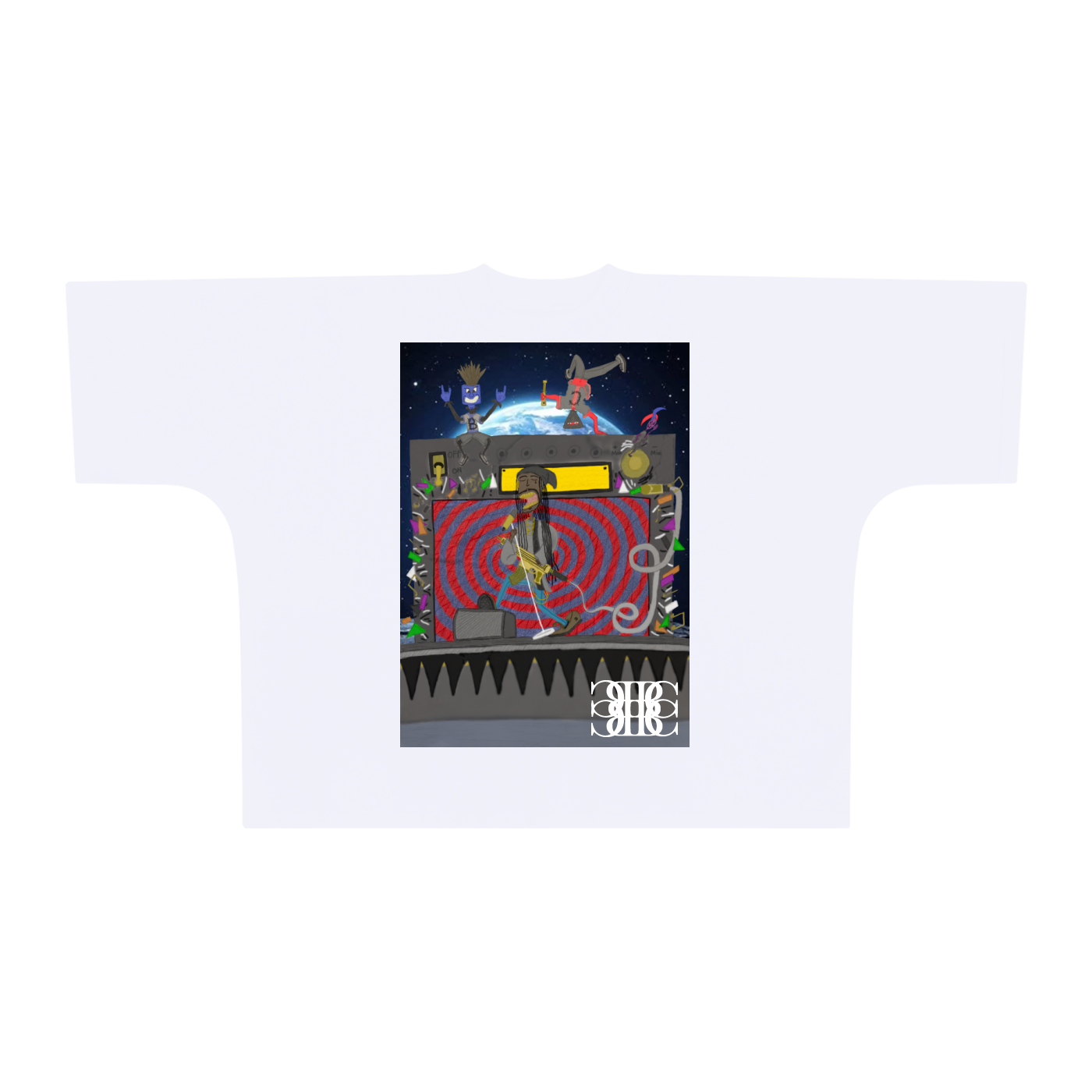 Beau Chaos Unisex "MoonRock & BC Mirror" Logo Oversized One-Piece Boxy T-Shirt