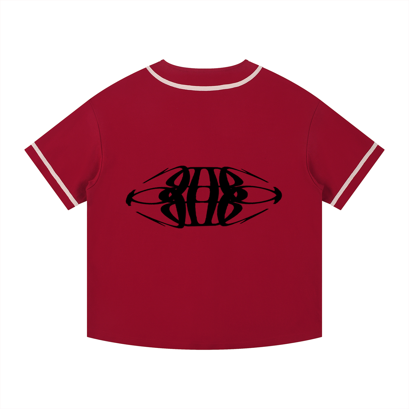 Beau Chaos Unisex "BC Mirror & Wide Stretch" Logo Contrast Piped Button-Up Jersey