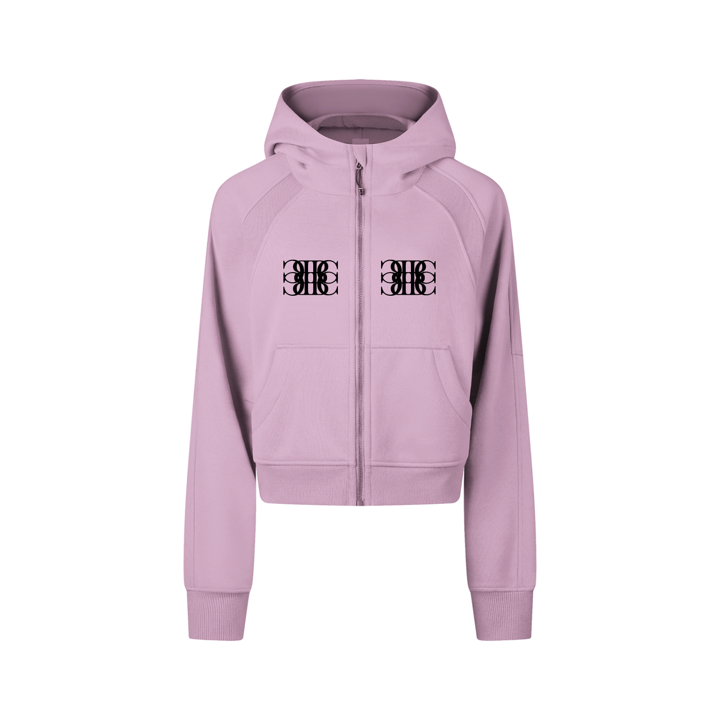Beau Chaos Women's "Name & BC Mirror" Logo Cropped Zip-Through Hoodie