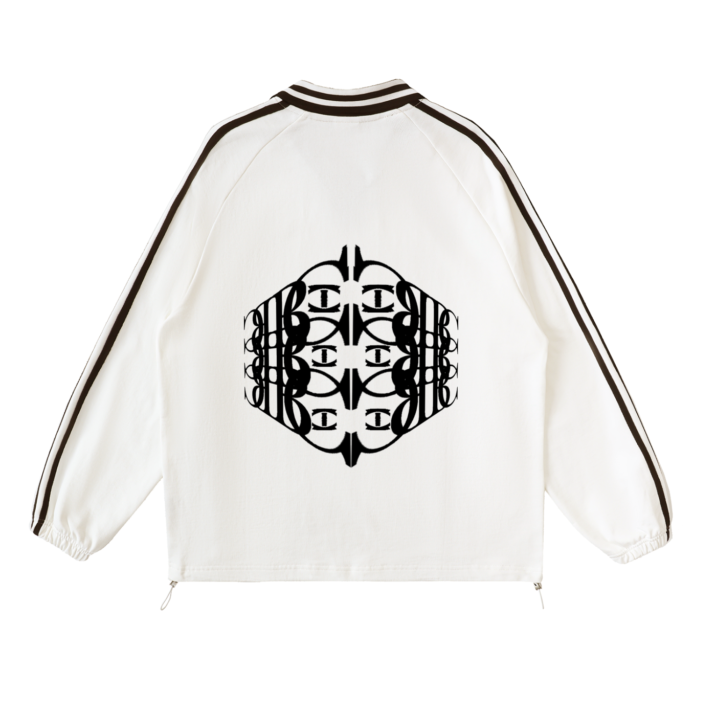 Beau Chaos Unisex "Name & BC Perspective" Logo Contrast Striped Lapel Collar Sweatshirt