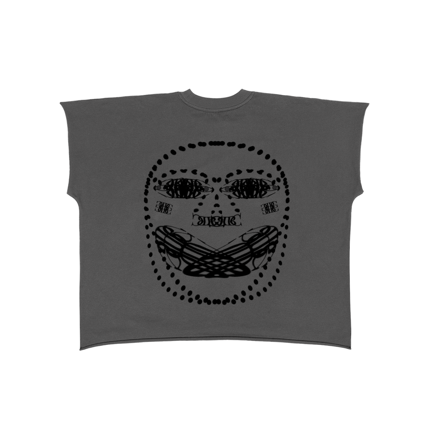 Beau Chaos Unisex "Face Phase 1 & 2" Logo Raw Edge Boxy Non-Shrink T-Shirt