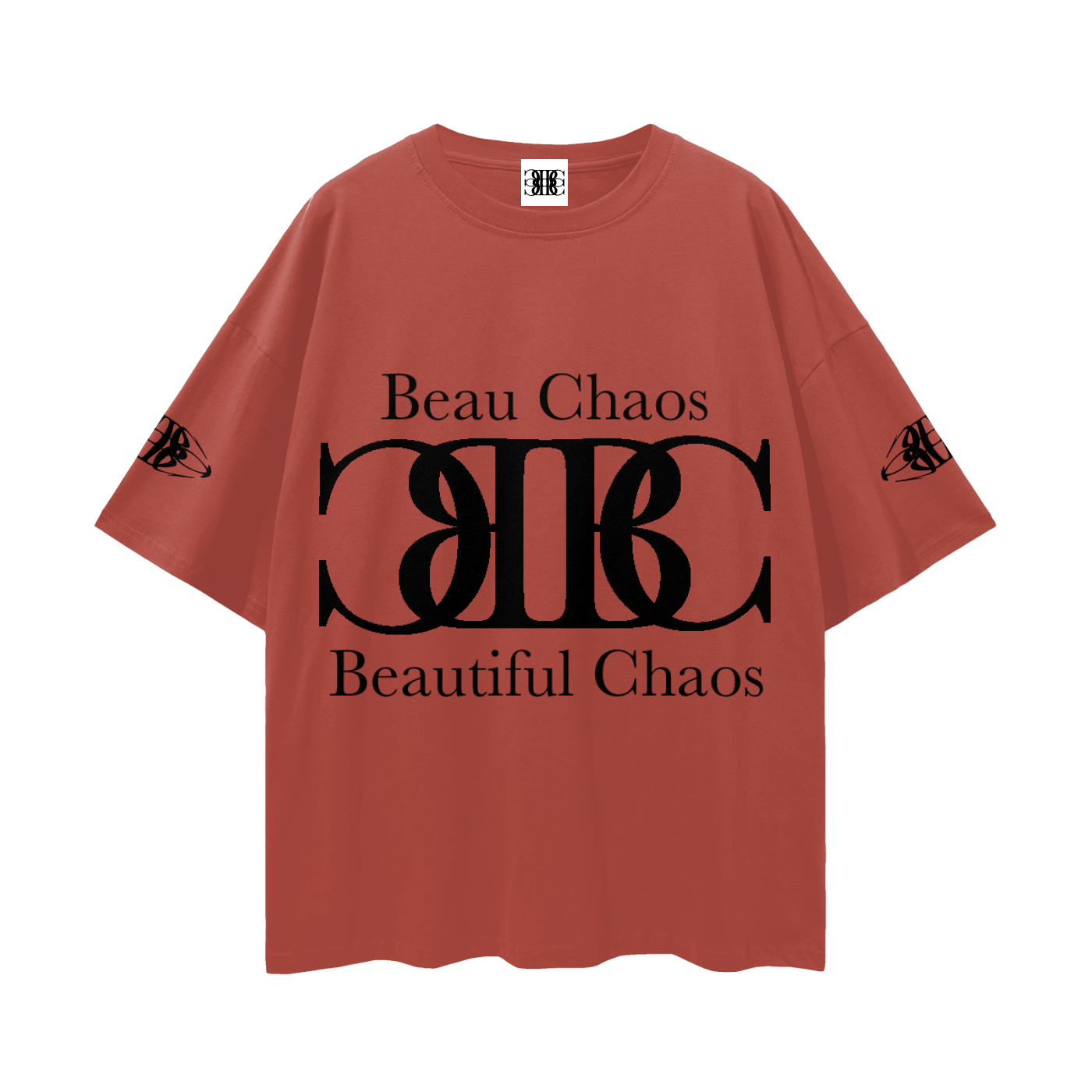 Beau Chaos Unisex "Name, Wide Stretch & BC Perspective" Logo Streetwear Loose Drop Shoulder T-Shirt