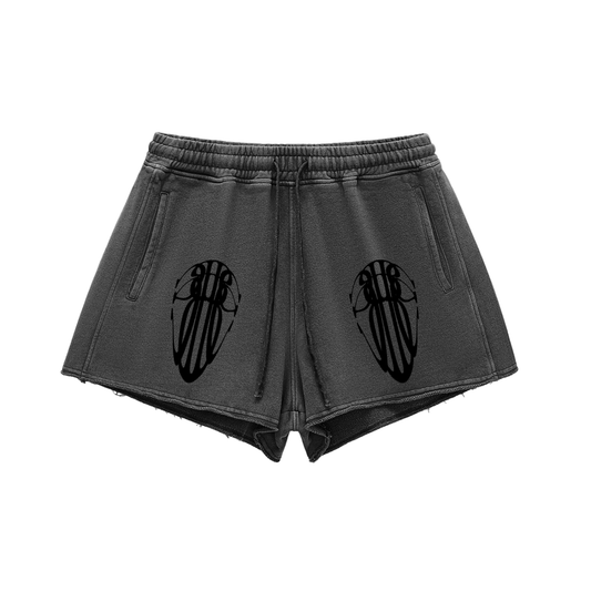 Beau Chaos Women's "Tall & Wide Stretch" Logo Snow Washed Raw Edge Drawstring Shorts