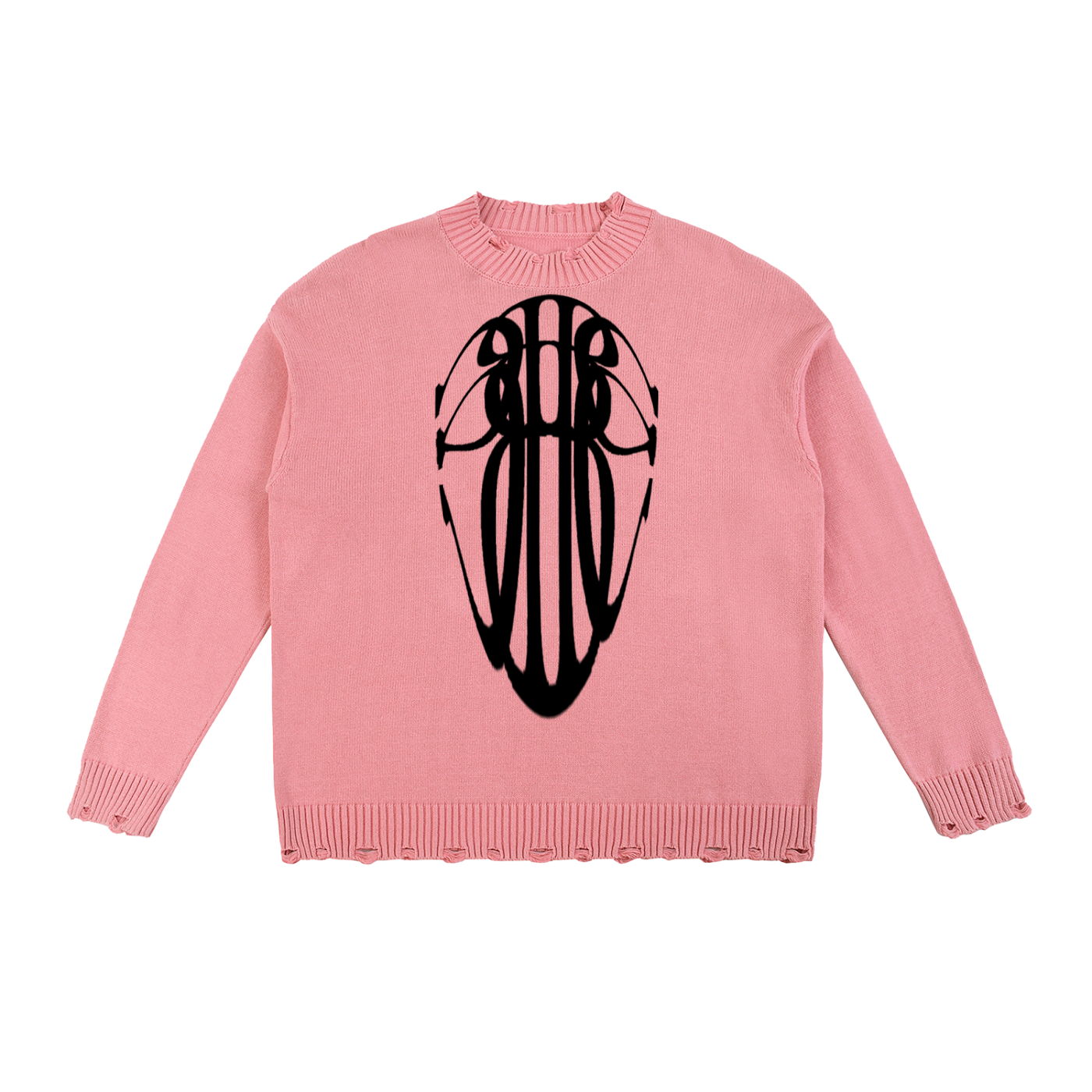 Beau Chaos Unisex "Tall Stretch & BC Stack" Logo Vintage Washed Hand-Frayed Sweater