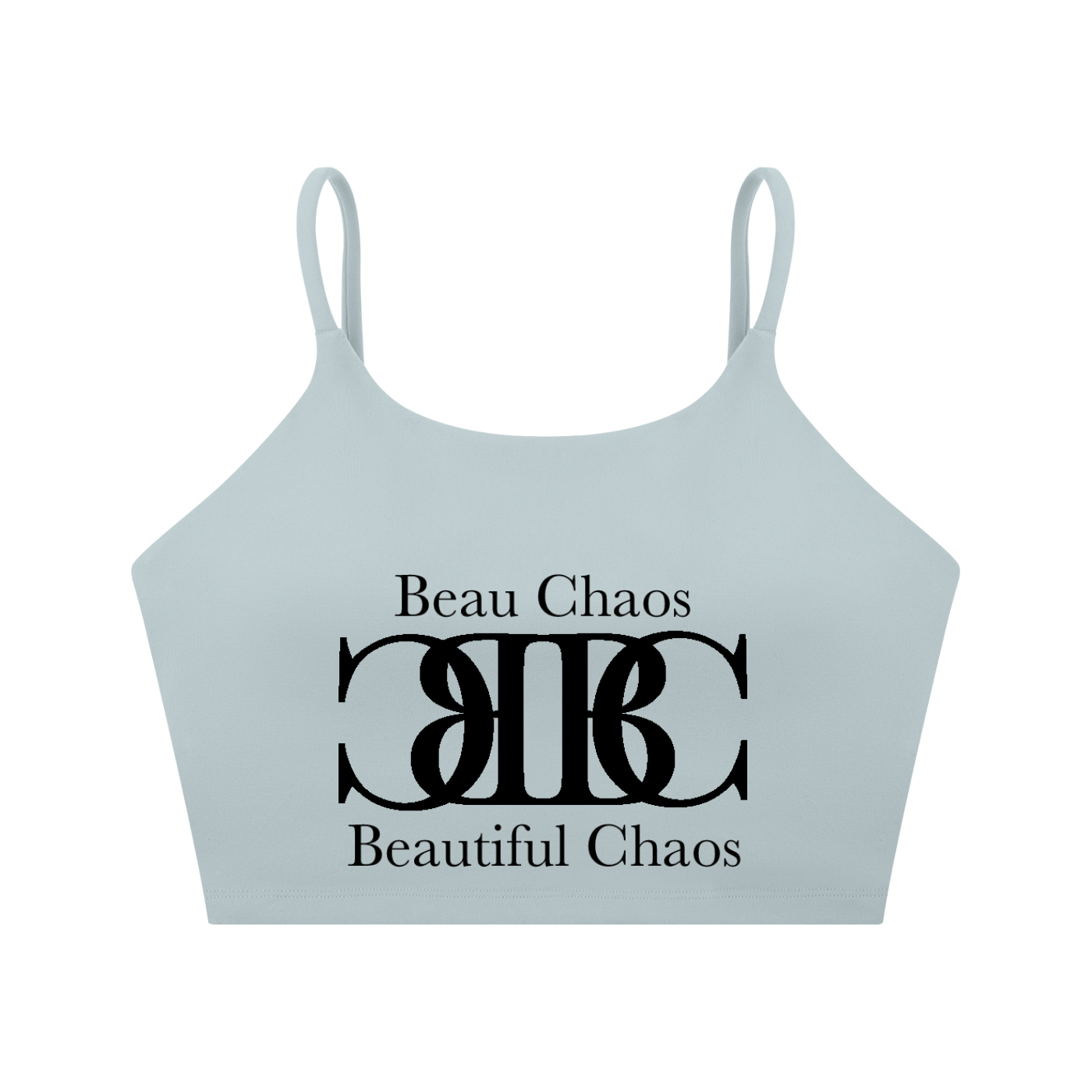 Beau Chaos Women's "Name & BC Mirror" Logo Spaghetti Strap Yoga Sports Bra