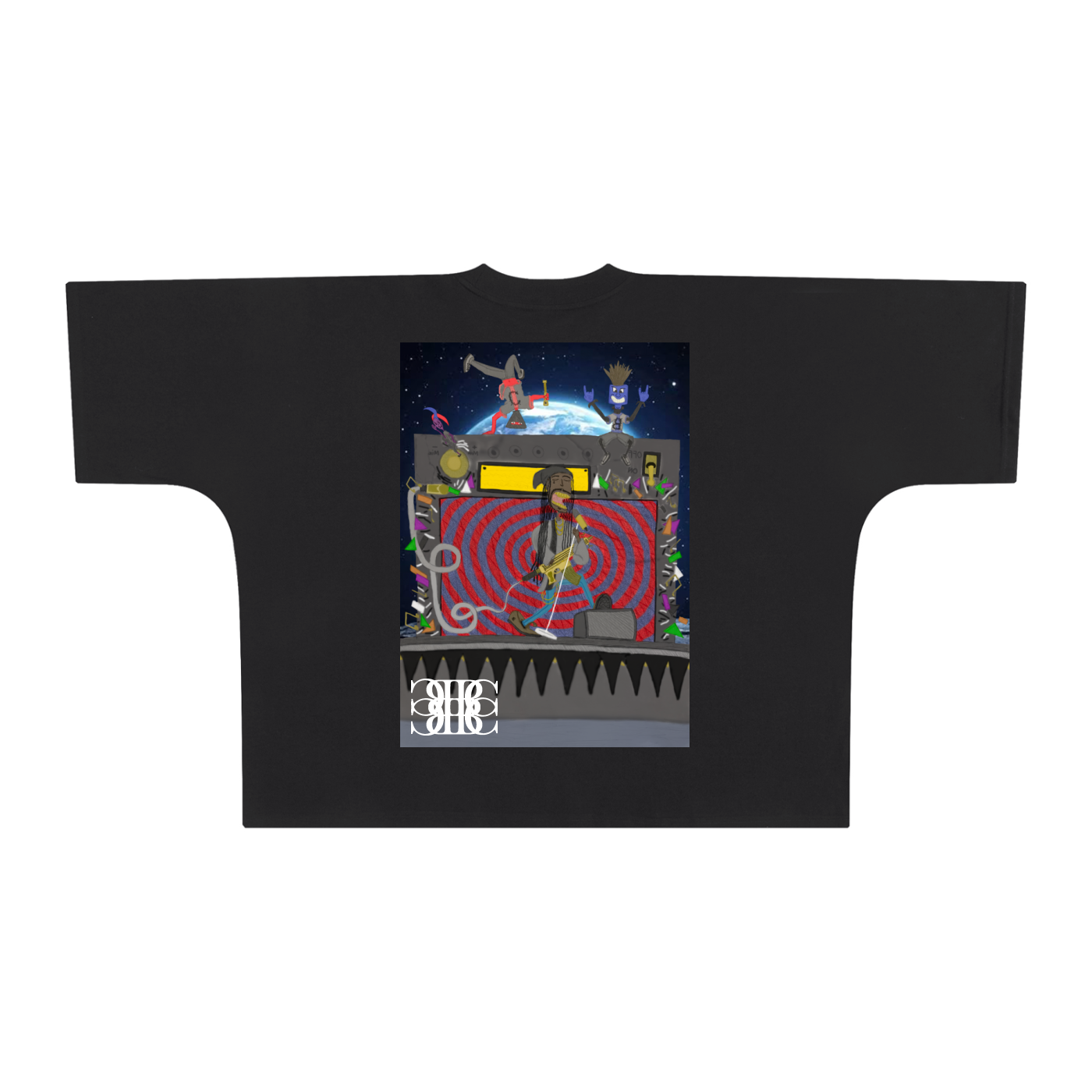 Beau Chaos Unisex "MoonRock & BC Mirror" Logo Oversized One-Piece Boxy T-Shirt