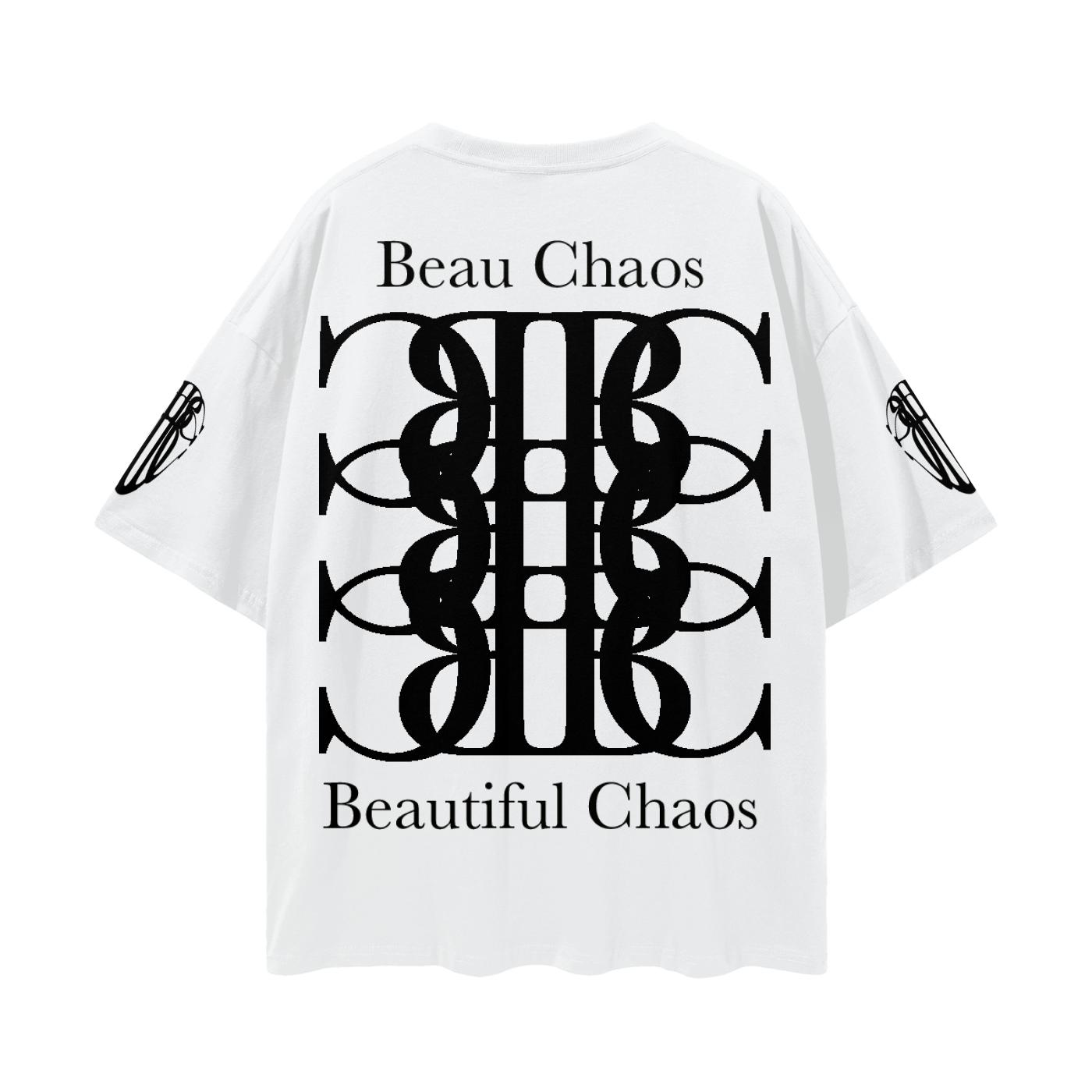 Beau Chaos Unisex "Face Phase 3, Tall Stretch & BC Stack" Logo Streetwear Loose Drop Shoulder T-Shirt