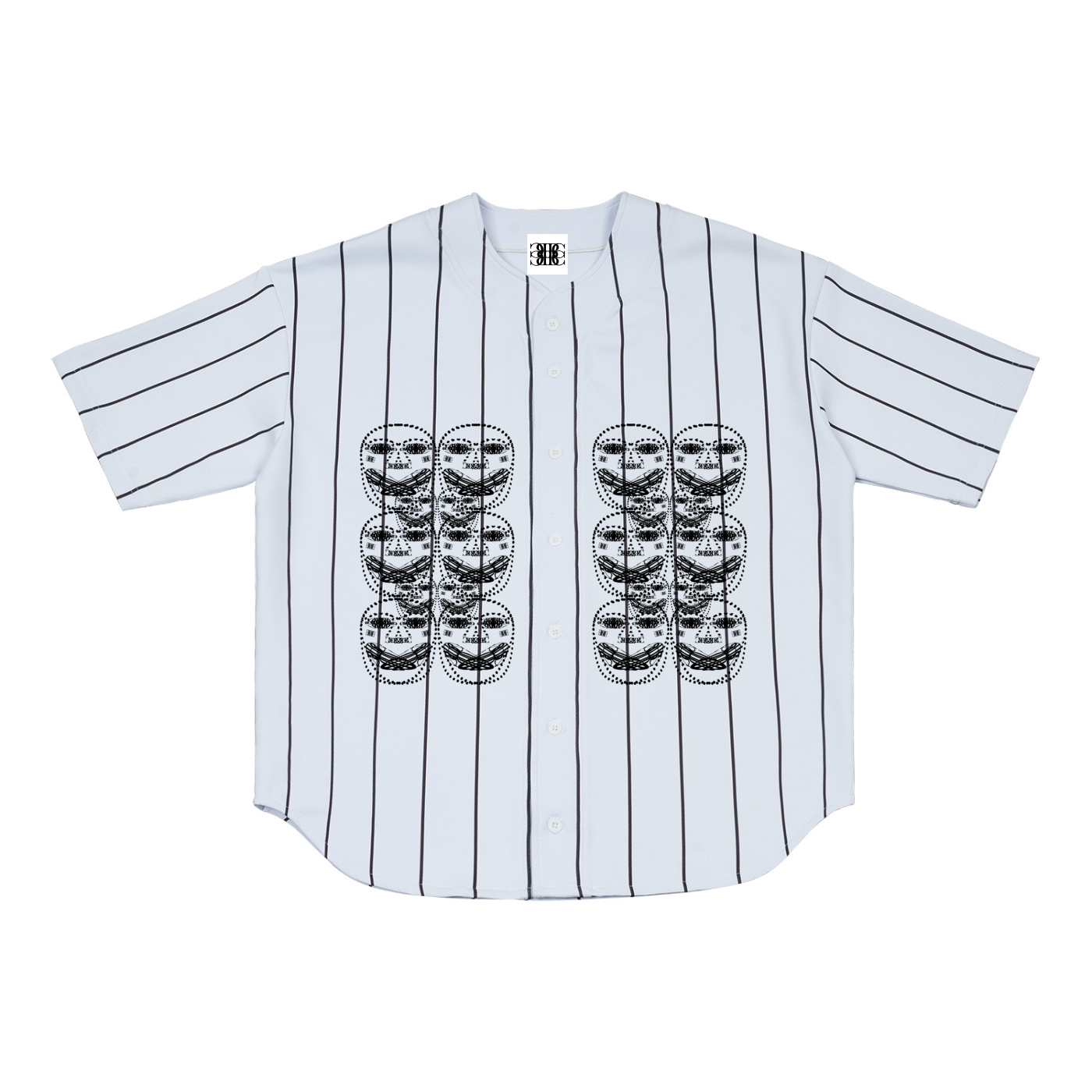 Beau Chaos Unisex "Face Phase 3 & BC Stack" Logo Pinstripe Baseball Jersey