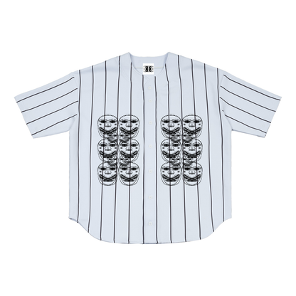 Beau Chaos Unisex "Face Phase 3 & BC Stack" Logo Pinstripe Baseball Jersey