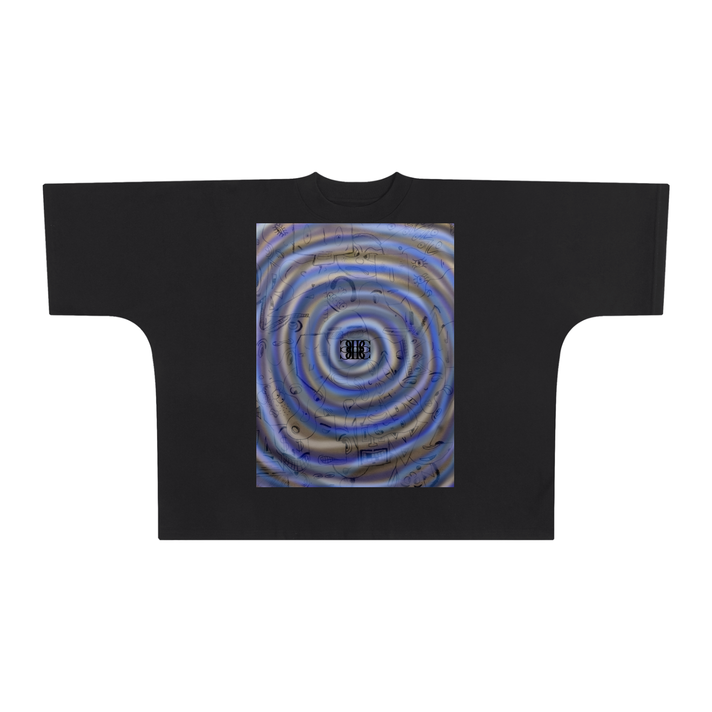 Beau Chaos Unisex “Face Collage & BC Mirror” Logo Oversized One-Piece Boxy T-Shirt