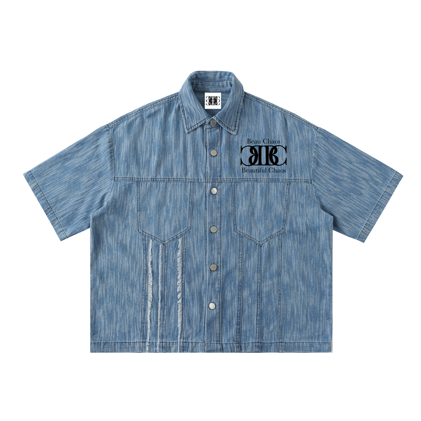 Beau Chaos Unisex "Name, BC Mirror, & BC Perspective" Logo Distressed Wash Short-Sleeve Shirt