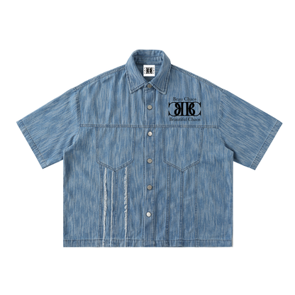 Beau Chaos Unisex "Name, BC Mirror, & BC Perspective" Logo Distressed Wash Short-Sleeve Shirt