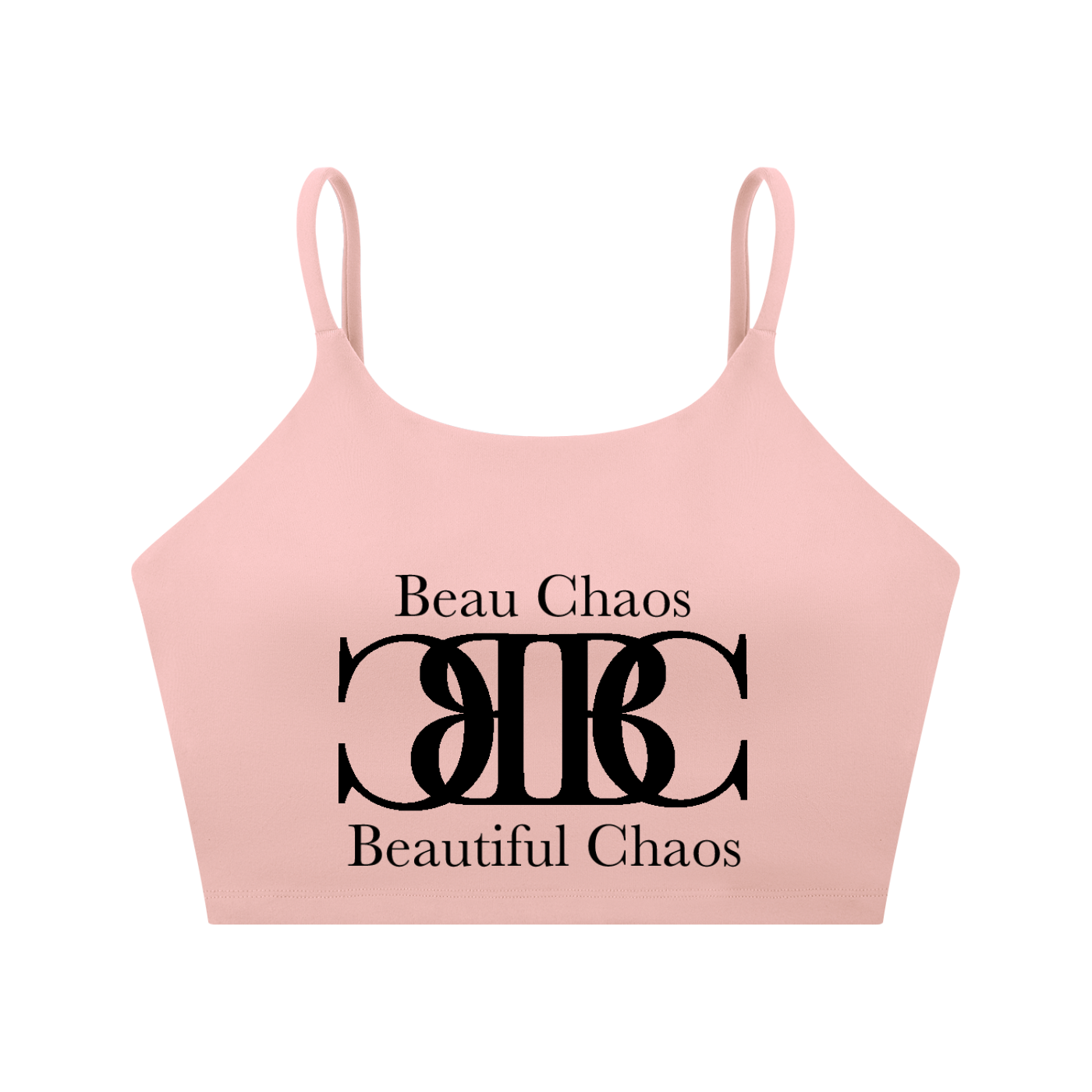 Beau Chaos Women's "Name & BC Mirror" Logo Spaghetti Strap Yoga Sports Bra