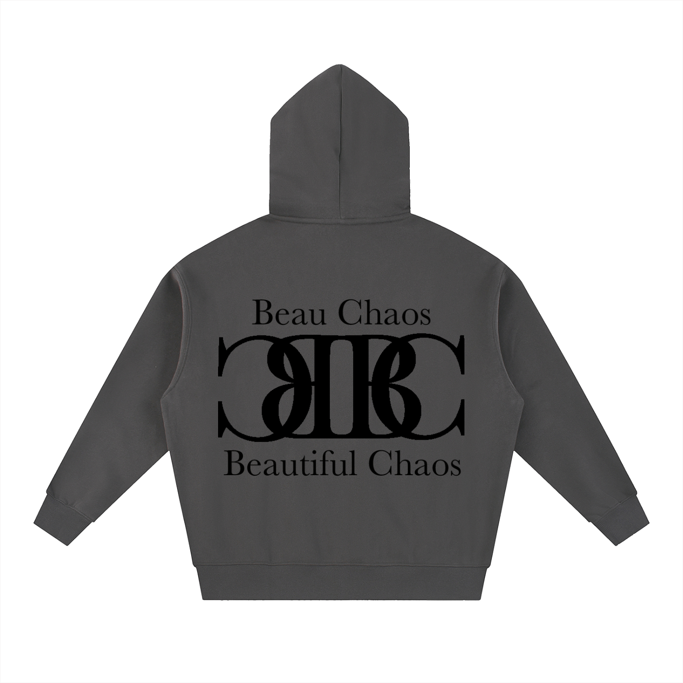 Beau Chaos Unisex "BC Mirror & Name" Logo Oversized Boxy Hoodie