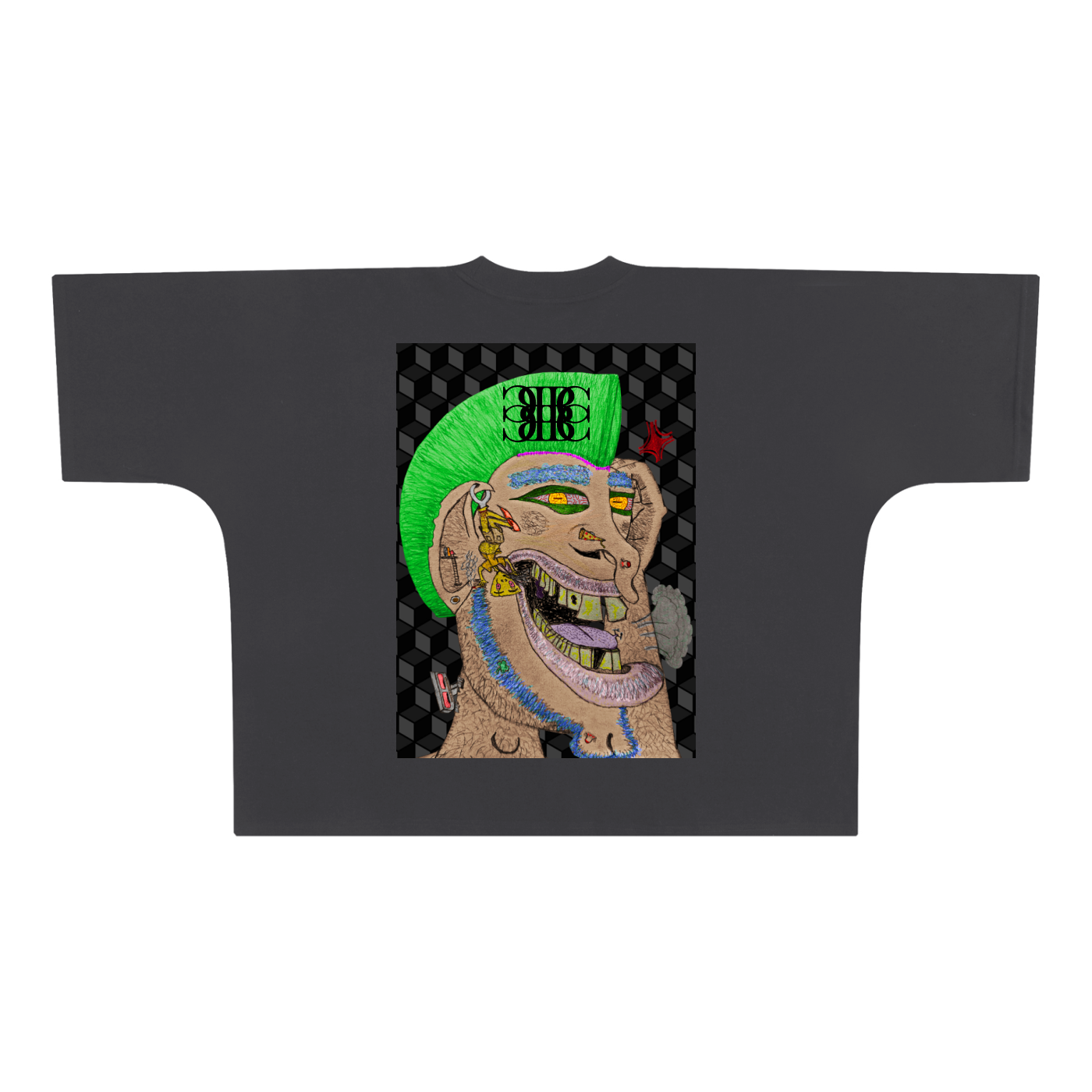 Beau Chaos Unisex "The Ugly Dude & BC Mirror" Logo Oversized One-Piece Boxy T-Shirt