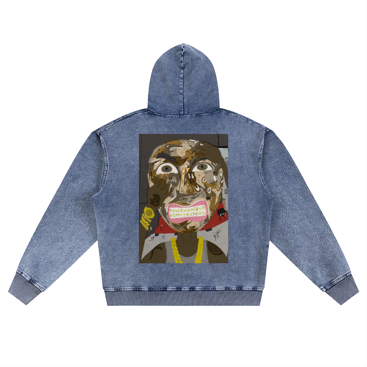 Beau Chaos Unisex "Might Not Give Up & BC Mirror" Logo Snow Wash Oversized Zip-Up Hoodie