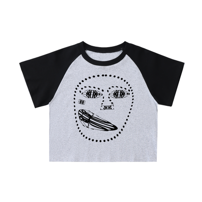 Beau Chaos Women's "Face Phase 1 & 2" Logo Color-Blocked Sleeve Crop Top