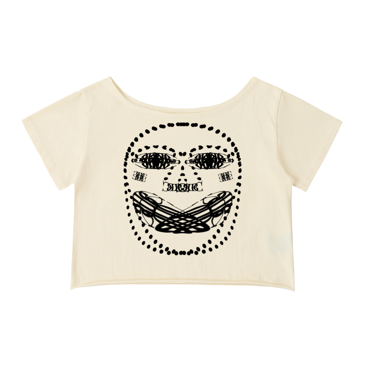 Beau Chaos Women's "Face Phase 2 & BC Mirror" Logo Off-Shoulder Rolled Hem T-Shirt