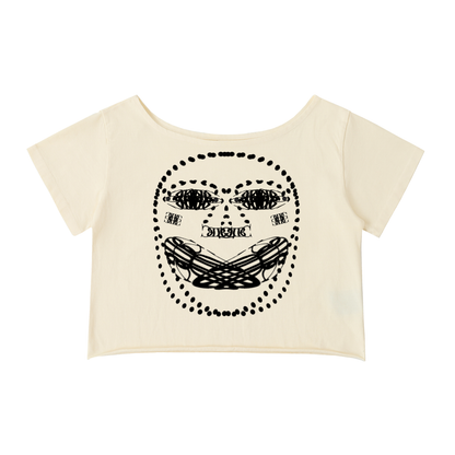 Beau Chaos Women's "Face Phase 2 & BC Mirror" Logo Off-Shoulder Rolled Hem T-Shirt