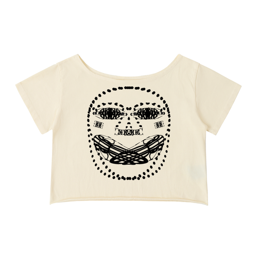 Beau Chaos Women's "Face Phase 2 & BC Mirror" Logo Off-Shoulder Rolled Hem T-Shirt