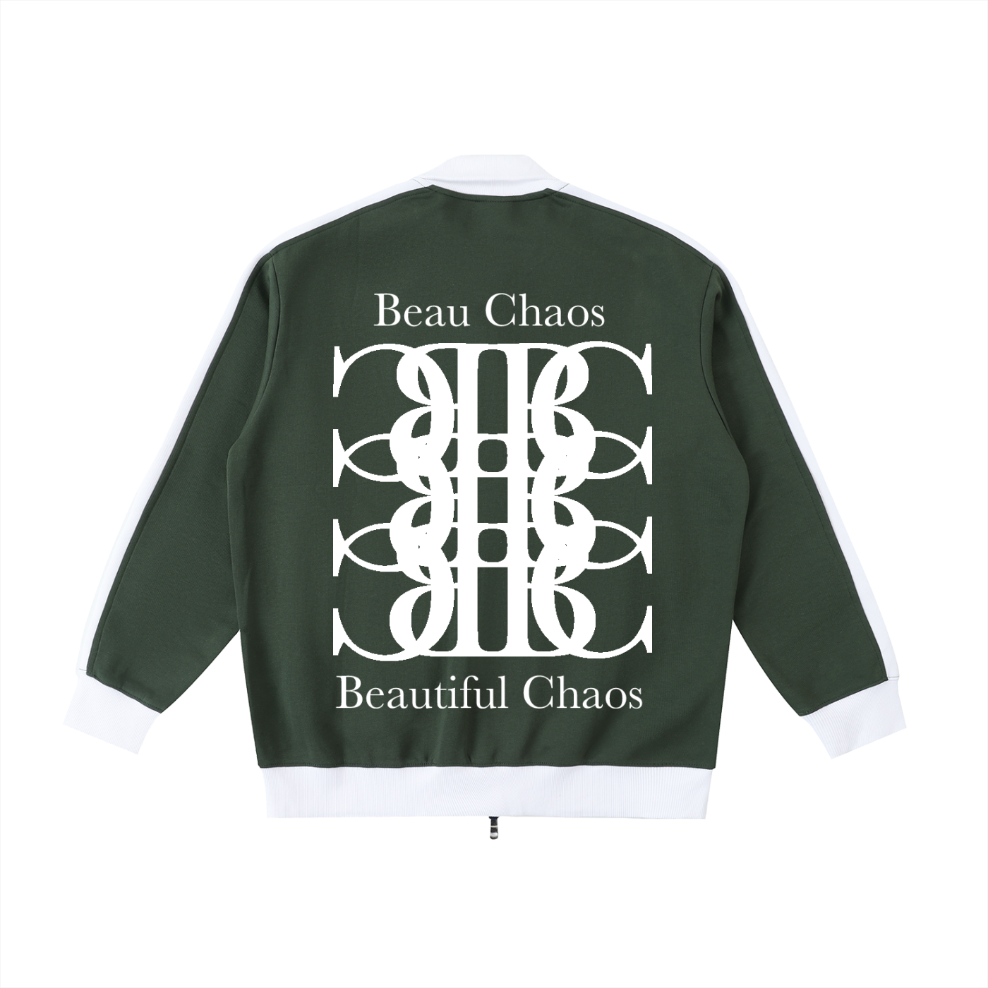 Beau Chaos Unisex "BC Mirror & BC Stack" Logo Contrast Trim Stand Collar Jacket