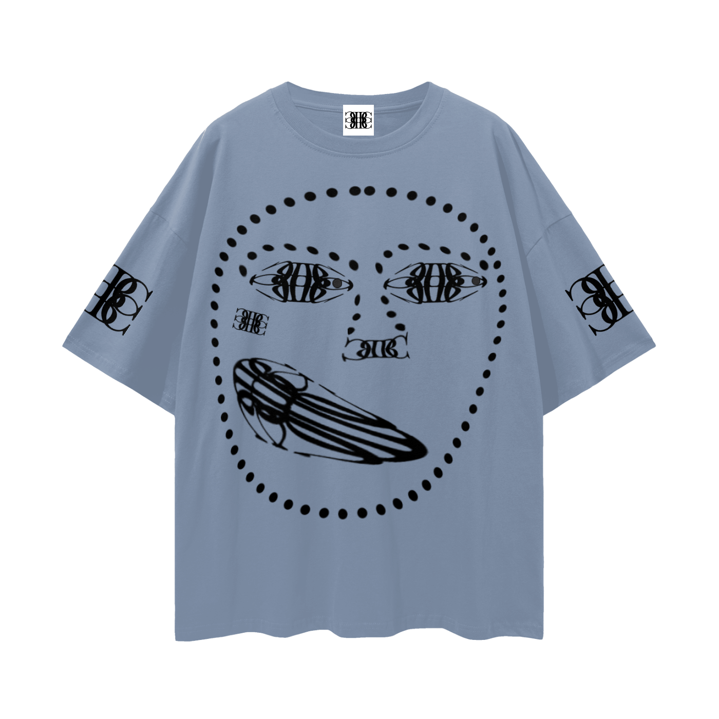 Beau Chaos Unisex " BC Mirror, Face Phase 1 & 2" Logo Streetwear Loose Drop Shoulder T-Shirt