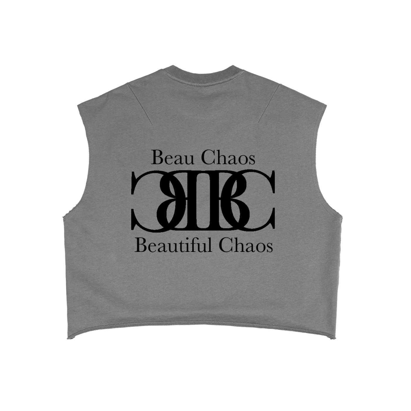 Beau Chaos Unisex "BC Mirror & Name" Logo French Terry Boxy Tank Top