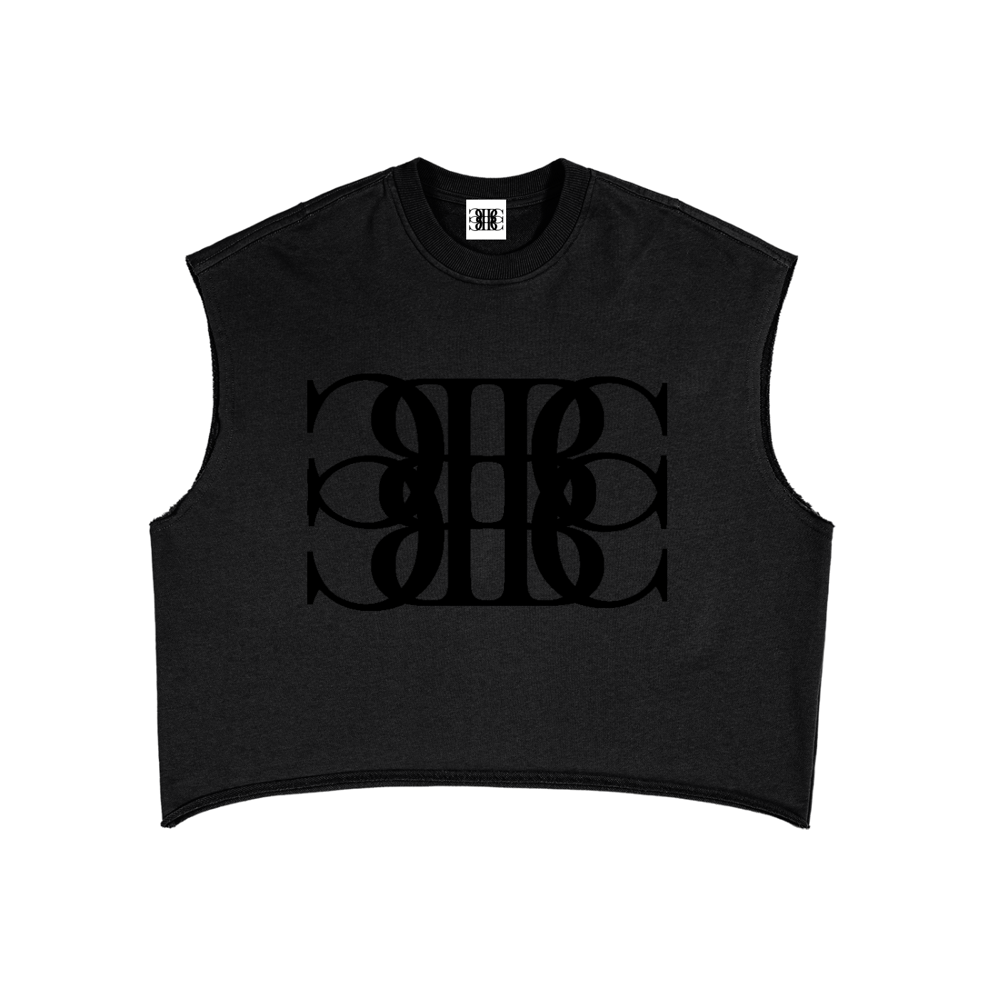 Beau Chaos Unisex "BC Mirror & Name" Logo French Terry Boxy Tank Top