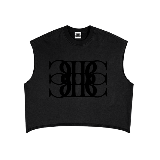 Beau Chaos Unisex "BC Mirror & Name" Logo French Terry Boxy Tank Top