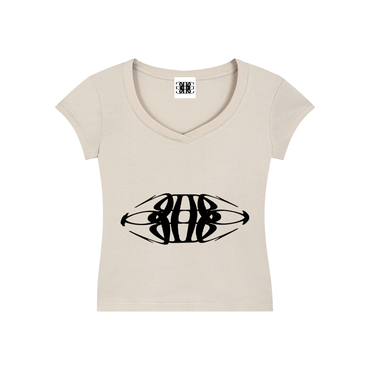 Beau Chaos Women's "Tall & Wide Stretch" Logo V-Neck Bodycon T-Shirt