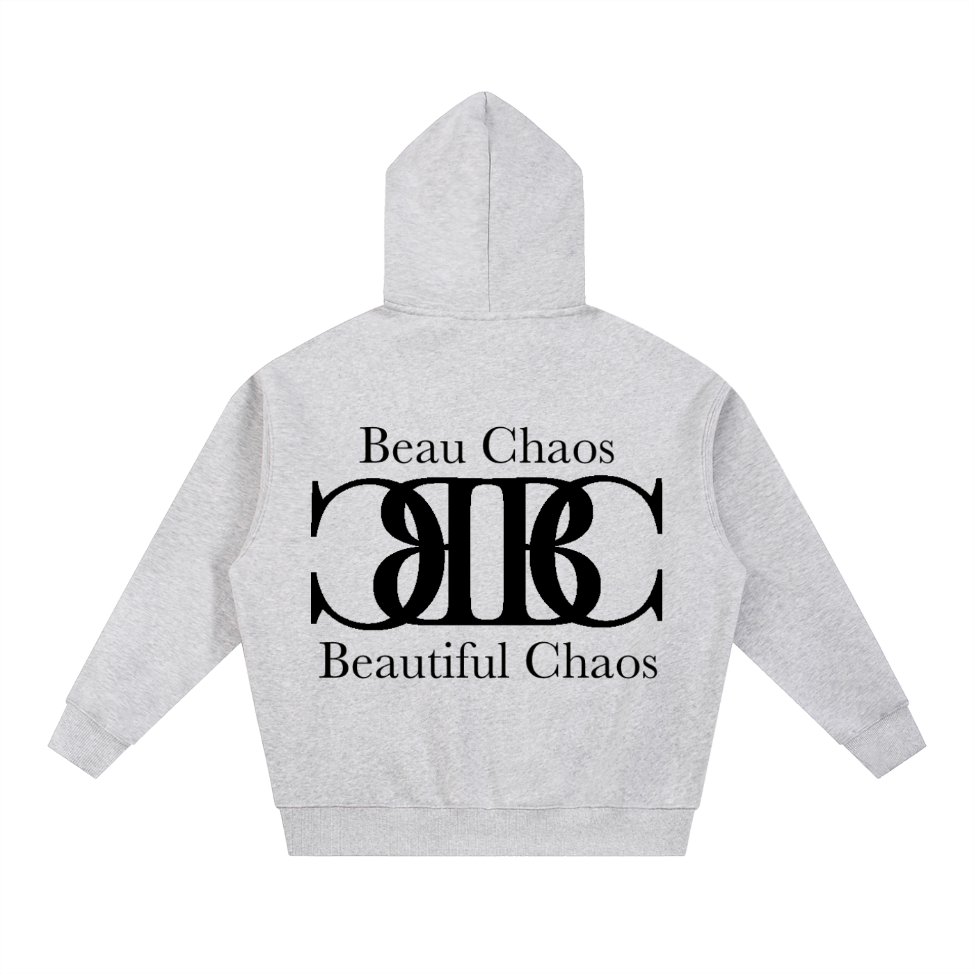Beau Chaos Unisex "BC Mirror & Name" Logo Oversized Boxy Hoodie