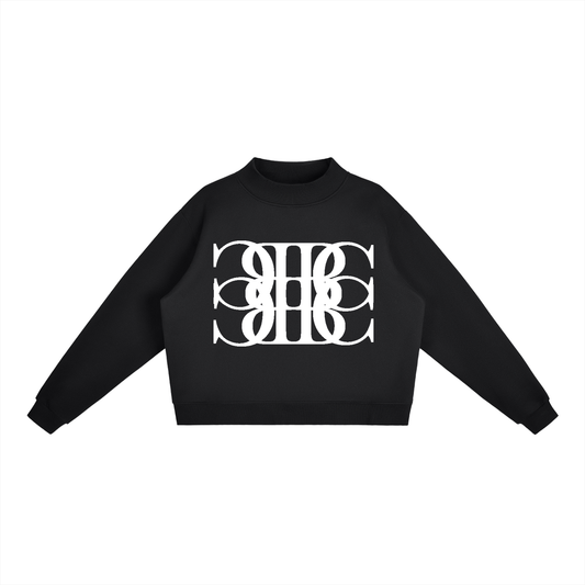 Beau Chaos Women's "BC Mirror & Name" Logo Mock-Neck Crew Sweatshirt