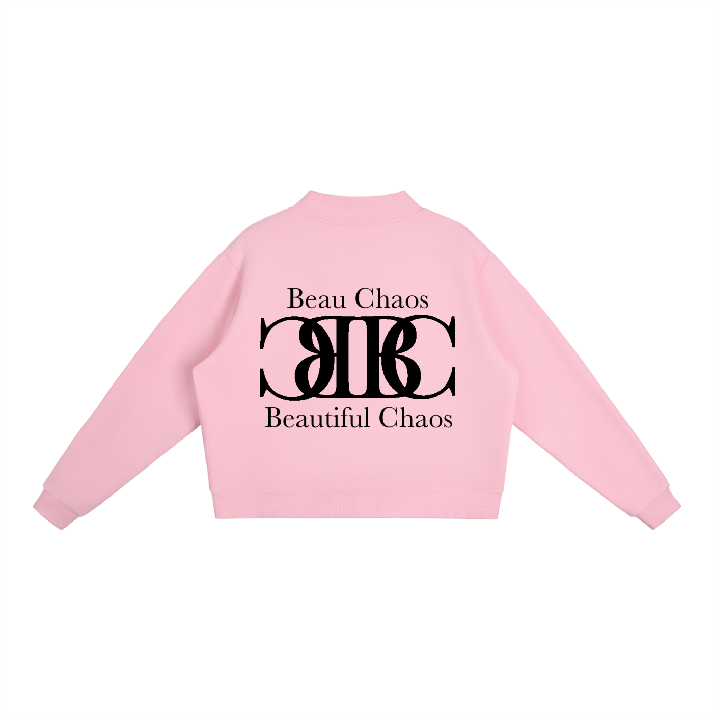 Beau Chaos Women's "Name & BC Mirror" Logo Mock-Neck Crew Sweatshirt