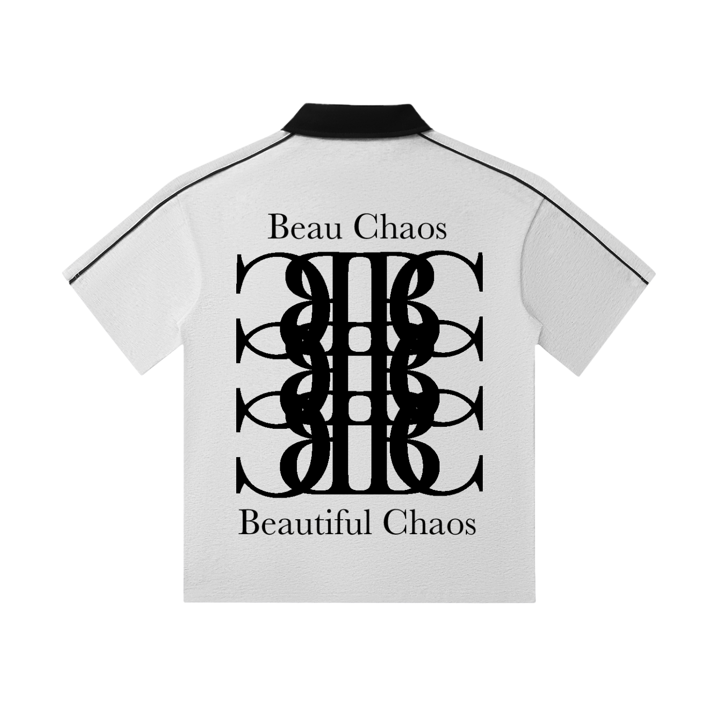 Beau Chaos Unisex "BC Mirror & BC Stack" Logo Contrast Collar Short-Sleeve Polo Shirt