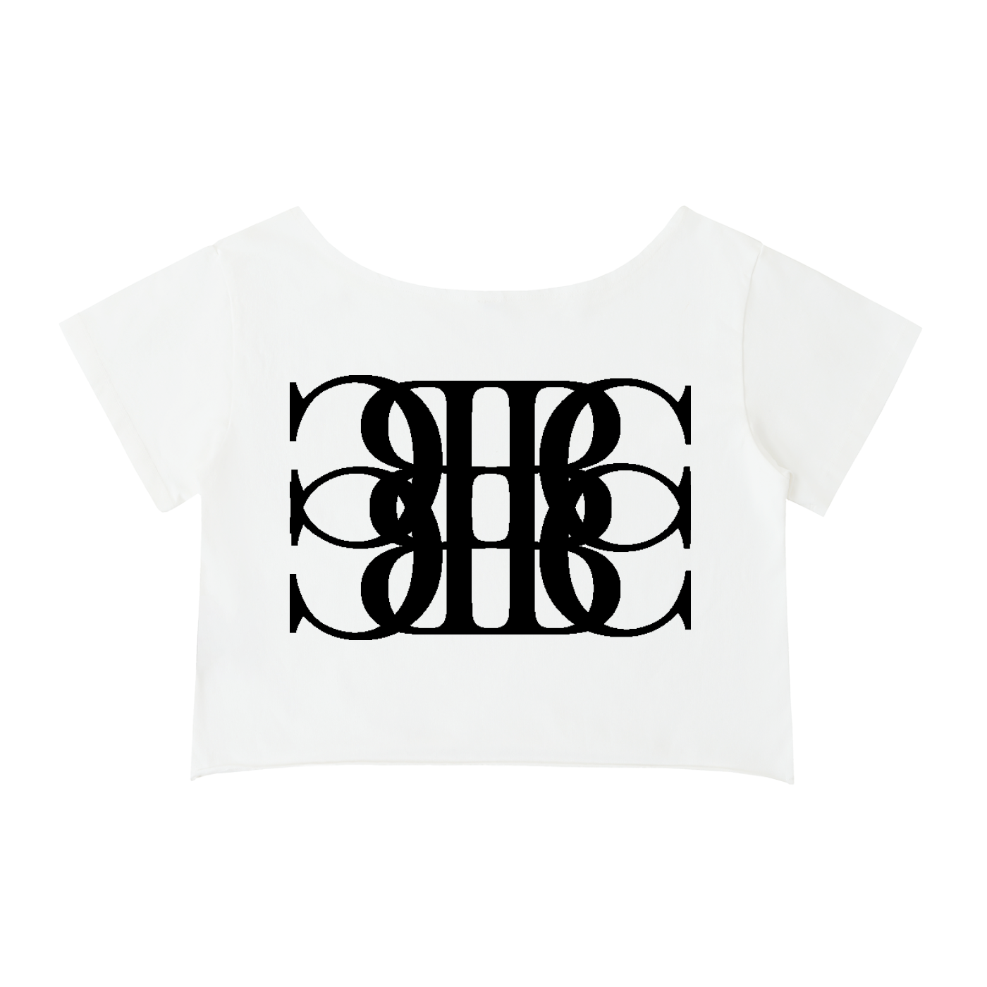 Beau Chaos Women's "Face Phase 1 & BC Mirror" Logo Off-Shoulder Rolled Hem Cotton T-Shirt