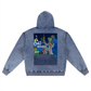 Beau Chaos Unisex "Chaos Victory & BC Mirror" Logo Snow Wash Oversized Zip-Up Hoodie