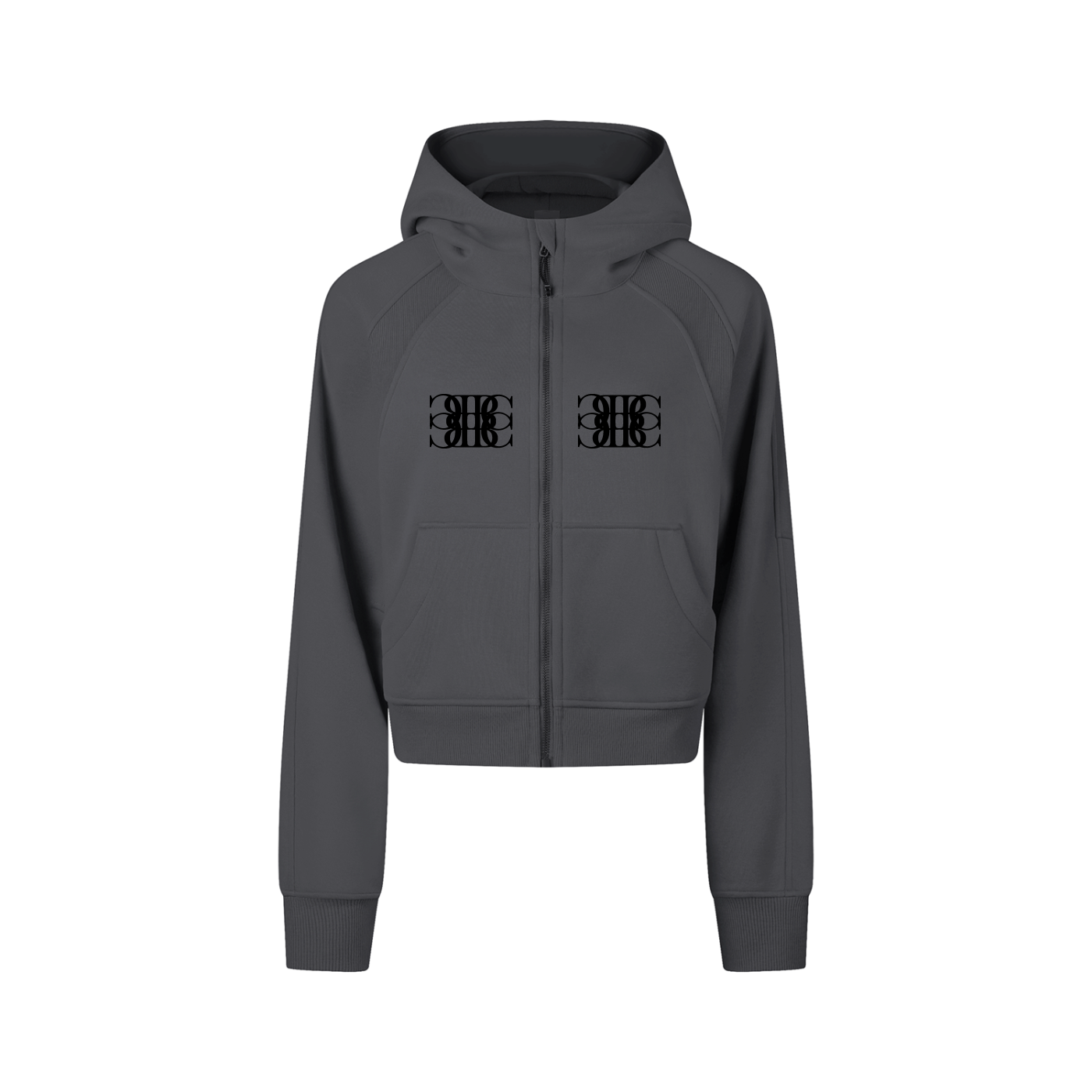 Beau Chaos Women's "Name & BC Mirror" Logo Cropped Zip-Through Hoodie