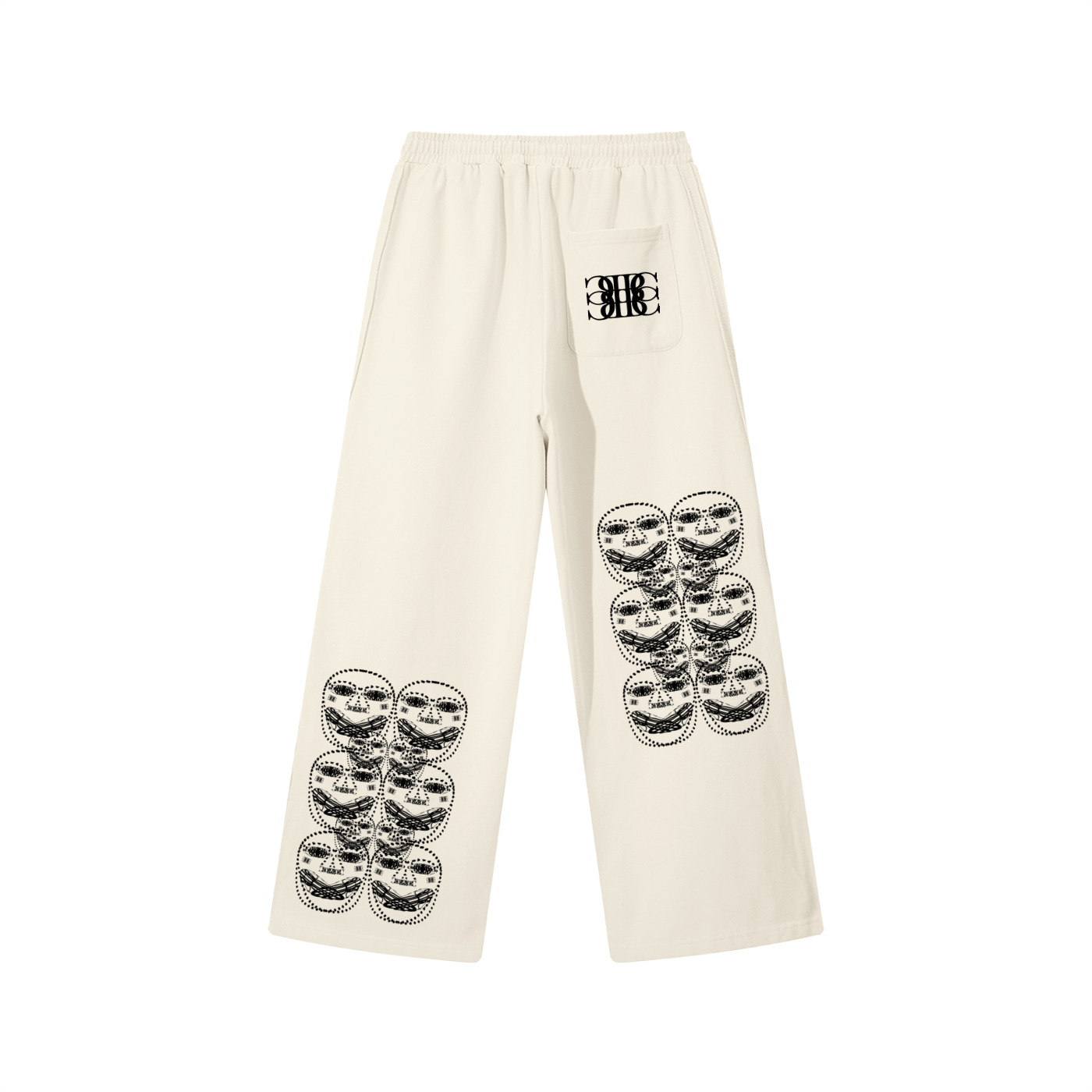 Beau Chaos Unisex "BC Mirror & Face Phase 3" Logo Contrast Tape Straight-Leg Sweatpants