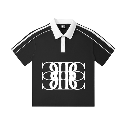 Beau Chaos Unisex "BC Mirror & BC Stack" Logo Contrast Collar Short-Sleeve Polo Shirt